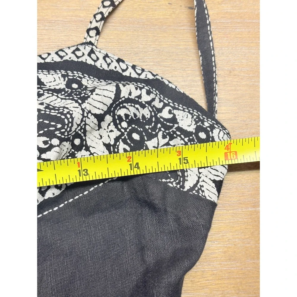 Free People Jumpsuit Linen Cotton Boho Wide Leg Black White Women Size 4 Bandana